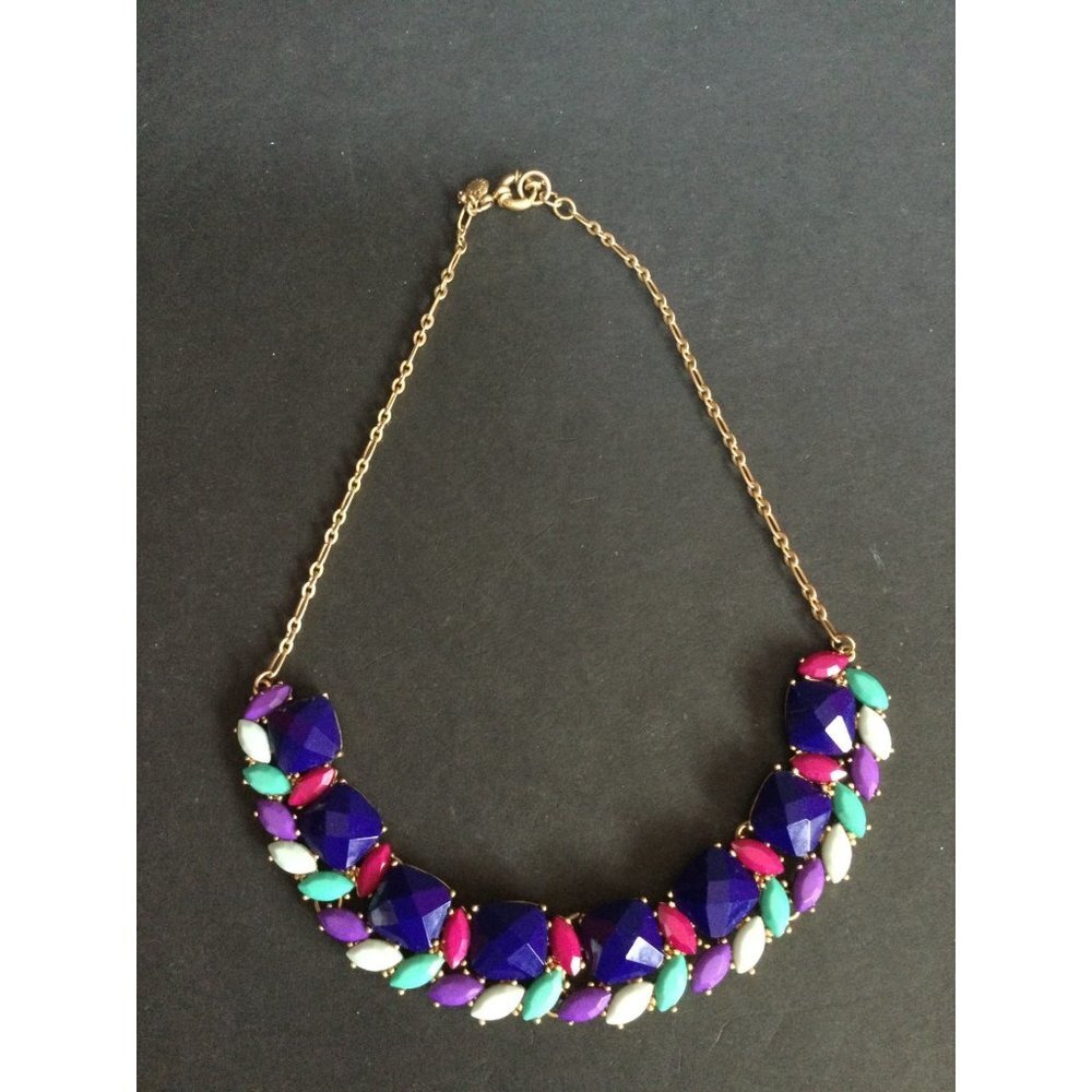 J. Crew Multicolor Gemstone Statement Necklace Sp… - image 1